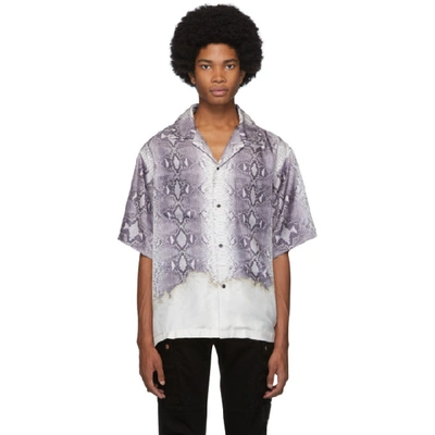 Amiri Python-print Silk Short-sleeved Shirt In Gray