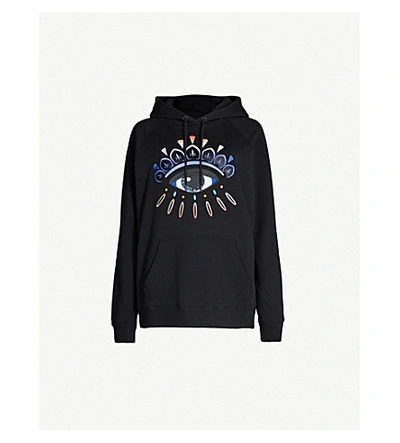 Kenzo Evil Eye-embroidered Cotton-jersey Hoody In Black