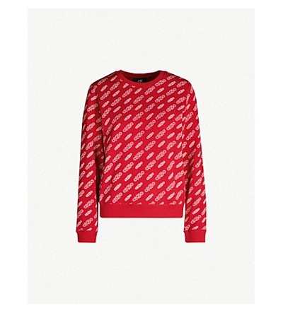 Calvin Klein Logo-print Cotton-jersey Sweatshirt In Red With Ck Print