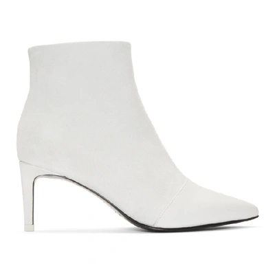 Rag & Bone Beha Moto Paneled Leather And Suede Ankle Boots In White Leather/suede