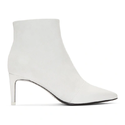 Rag & Bone Beha Moto Paneled Leather And Suede Ankle Boots In 150 White