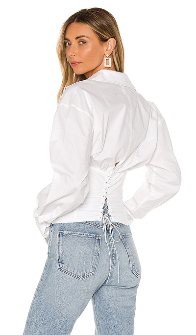 Danielle Guizio Corset Button Up Blouse In White