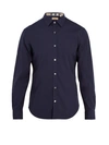 Burberry Logo-embroidered Single-cuff Cotton-blend Shirt In Navy