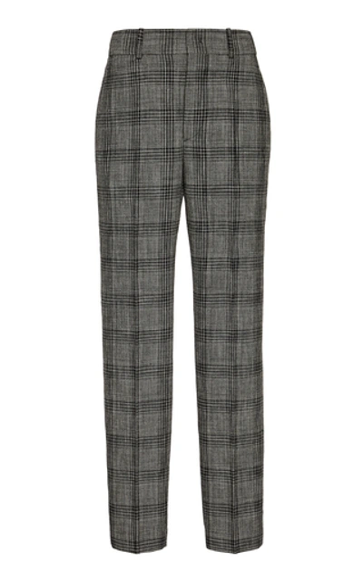 Isabel Marant Sonnel Checked Cotton Slim-fit Trousers In Grey