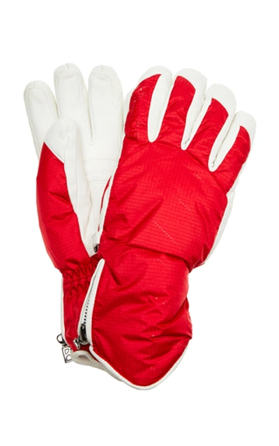 Bogner Baca Leather-trimmed Ripstop Gloves In Red
