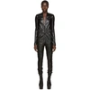 Rick Owens Leather Cargo Jogger Jumpsuit In 09 Black