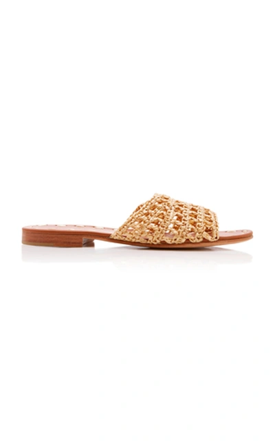 Carrie Forbes Mour Raffia Flat Sandals In Gold
