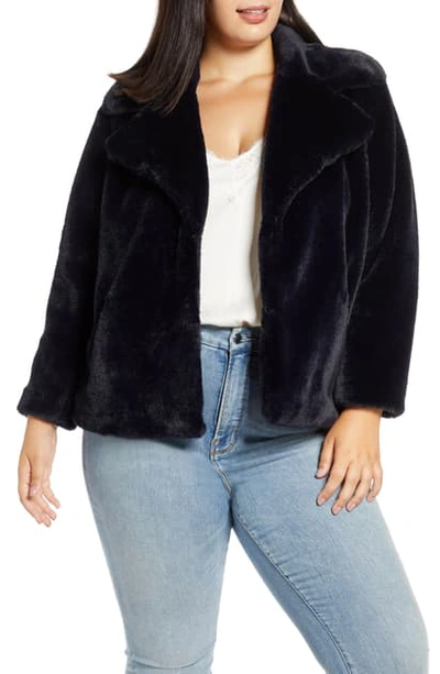1.state Faux Mink Wide Collar Jacket In Blue Night