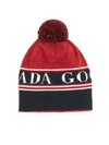 Canada Goose Logo Pom Pom Merino Wool Toque In Red