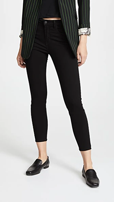 L Agence The Margot Satin-trimmed Stretch-velvet Skinny Pants In Black