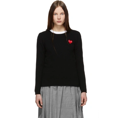 Comme Des Garçons Play Comme Des Garcons Play Black Wool Heart Patch Sweater In 1 Black
