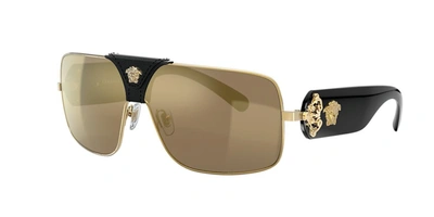 Versace Man Sunglasses Ve2207q In Light Brown Mirror Gold