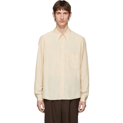 Lemaire Beige Satin Shirt In 245 Ginger