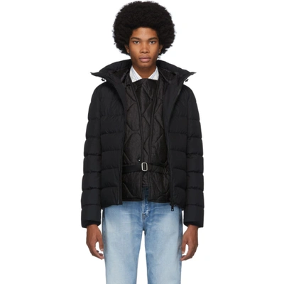 Herno Black Short Channelled Zip Parka