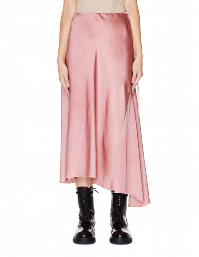 Ann Demeulemeester Asymmetric Rose Pink Satin Skirt