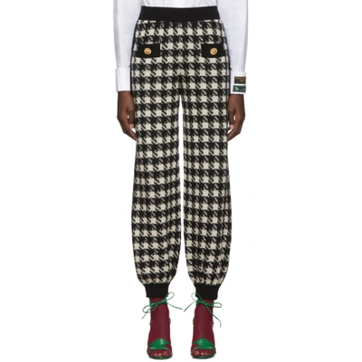 Gucci Black & Off-white Houndstooth Lounge Pants In 9207 Natura