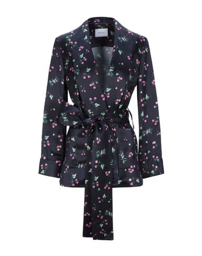 Racil Angel Belted Satin Blazer In Dark Blue