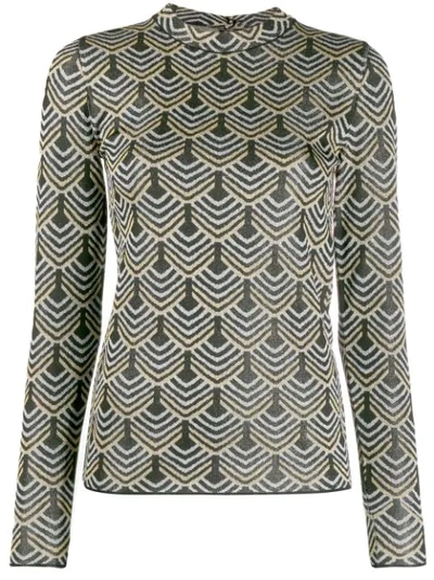 Paco Rabanne Round Neck Sweater With Long Multicolor Sleeves