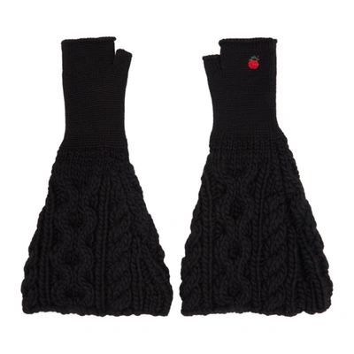 Undercover Cable Knit Gloves In Black