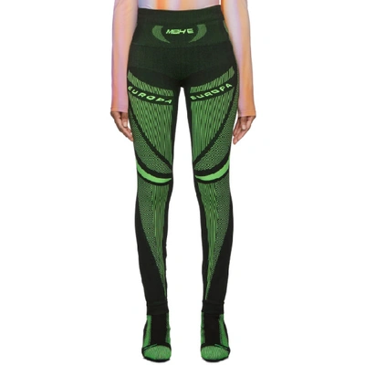 Misbhv Black And Green Active Future Leggings In Black/green