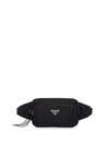 Prada Logo Plaque Belt Bag In Black