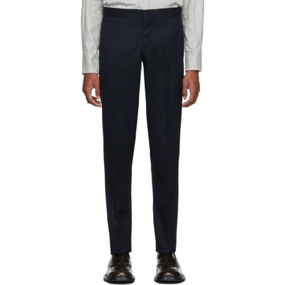 Thom Browne Navy Skinny Unconstructed Trousers In 415 Navy