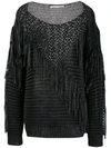 Stella Mccartney Fringe Tape Yarn Sweater In Black