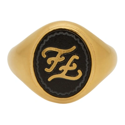 Fendi Gold Karligraphy Signet Ring In F18gy Gold