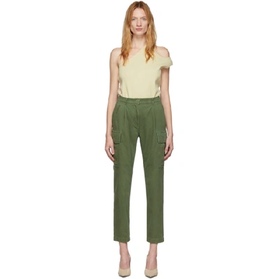 Pushbutton Cotton-canvas Tapered Cargo Pants In Khaki