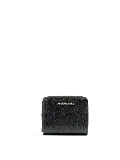 Michael Kors Hammered Leather Wallet In Black With Logo