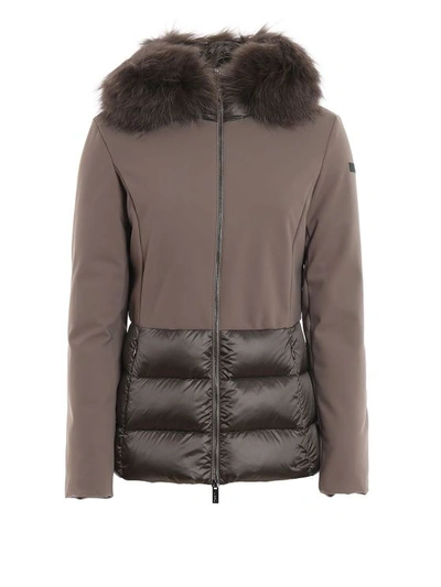 Rrd Winter Hybrid Fur Puffer Jacket In Taupe