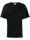 Fendi Iridescent Logo Cotton T-shirt In Black