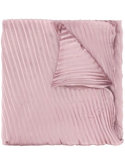 Emporio Armani Pleated Herringbone Satin Scarf In Pink