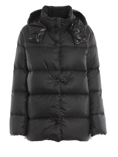 Fay Quilted Matte Nylon Puffer Jacket With Hook In Black