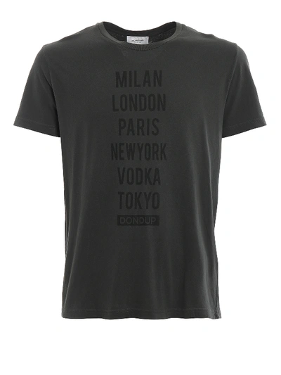 Dondup Printed Cotton T-shirt In Dark Grey
