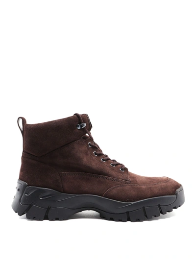 Tod's Suede Trekking Style Ankle Boots In Brown