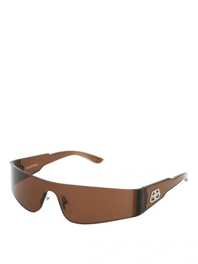 Balenciaga Brown Mono Narrow Mask Frameless Sunglasses