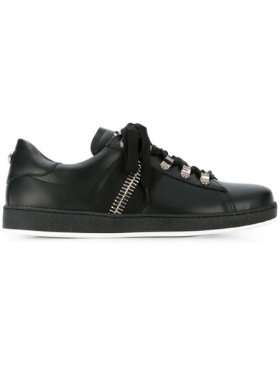 Balmain Oversized Zip Sneakers In Black