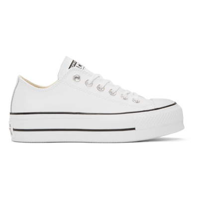 Converse White Leather Chuck Taylor All Star Lift Platform Sneakers In  White/black | ModeSens