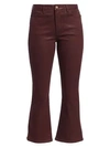 Frame Le Crop Coated Mid-rise Mini Bootcut Jeans In Bordeaux Coated