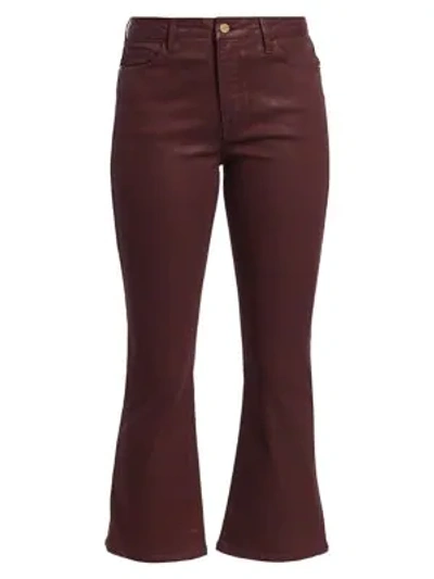 Frame Le Crop Coated Mid-rise Mini Bootcut Jeans In Bordeaux Coated