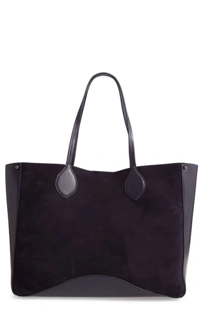 Rebecca Minkoff Pippa Unlined Suede Tote Bag In Deep Twilight/silver