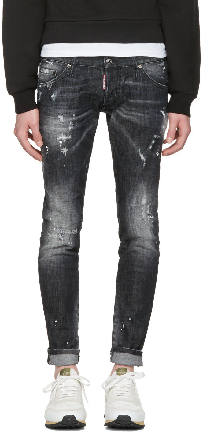 dsquared jeans paint splatter black