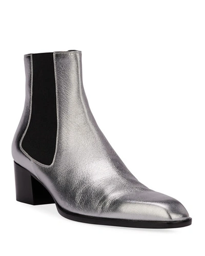 Tom Ford Metallic Pull-on Booties In Silver