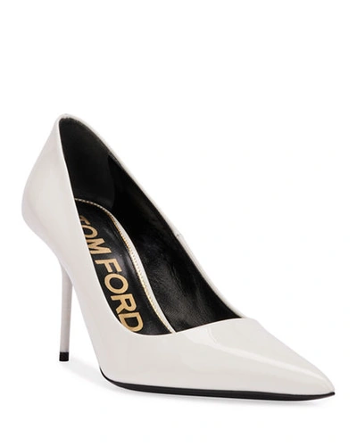Tom Ford Patent Leather Pointed Pumps In White