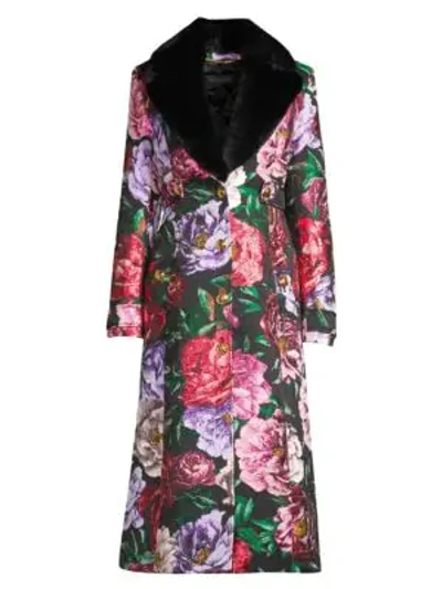 Escada Maylor Metallic Floral-jacquard Topper Coat In Multi