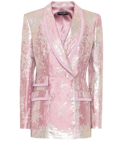 Dolce & Gabbana 金属丝面料提花西装式外套 In Pink