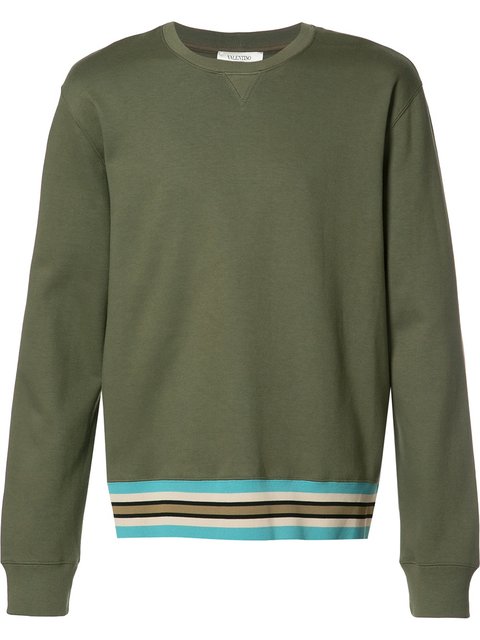 Valentino Striped Hem Sweatshirt | ModeSens