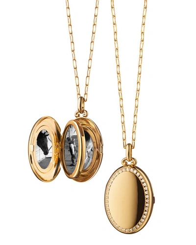 Monica Rich Kosann 18k Yellow Gold Midi Diamond 4-image Locket Necklace