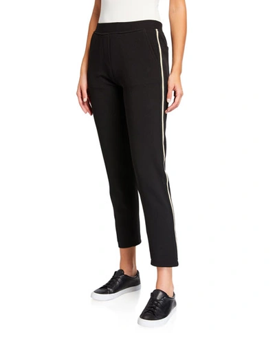 Anatomie Melody Stretch Crepe Pants W/ Gold Side Taping In Gold/black